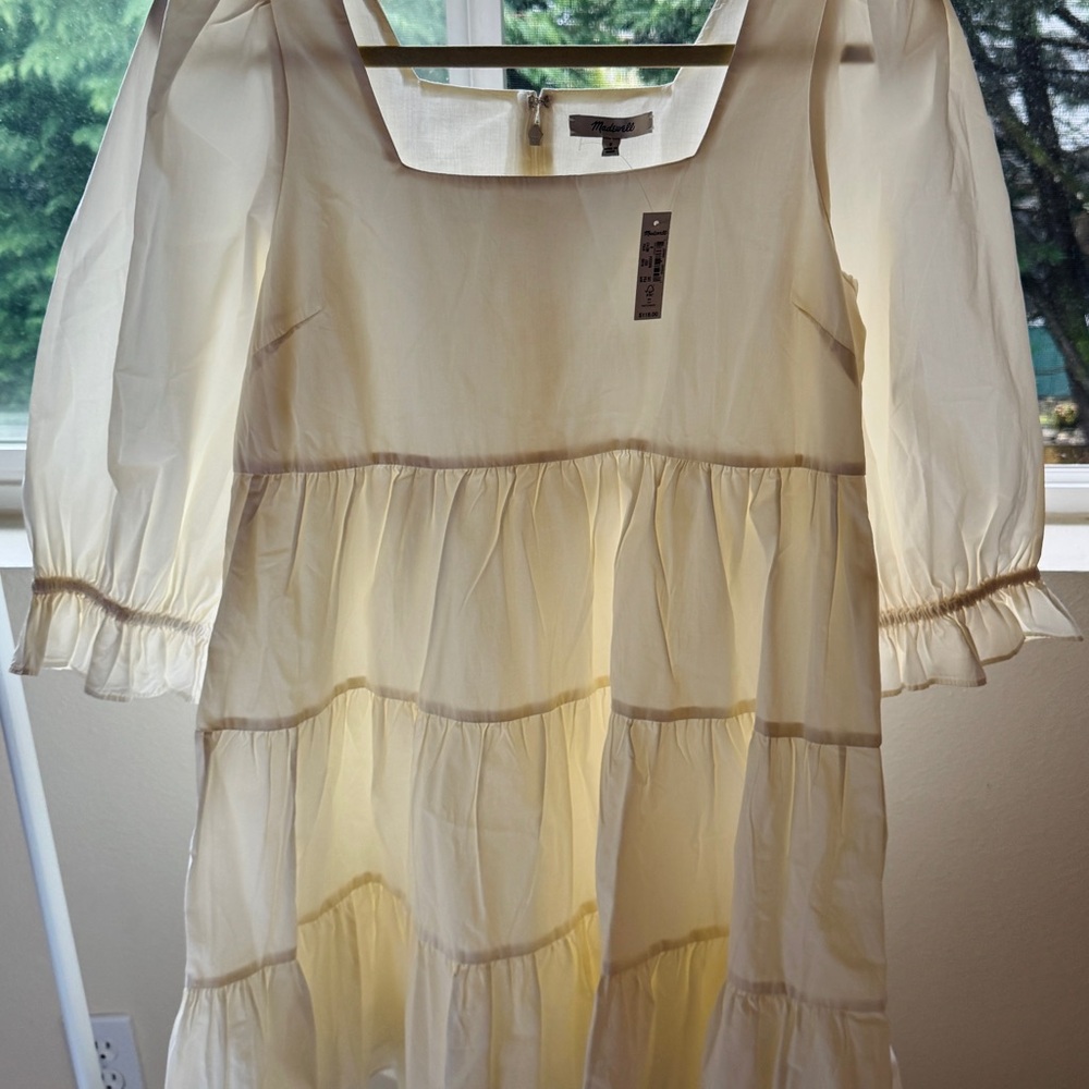 Madewell Cream Tiered Midi Dress